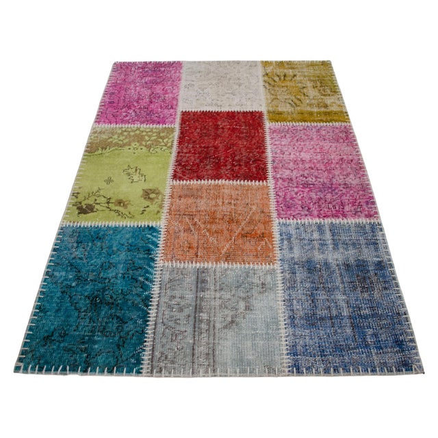 Textile Vibrant Pink & Red Turkish Rug Hand Knotted Handstitched Floor Art Room Decor - 4'x5'11" For Sale - Image 7 of 17