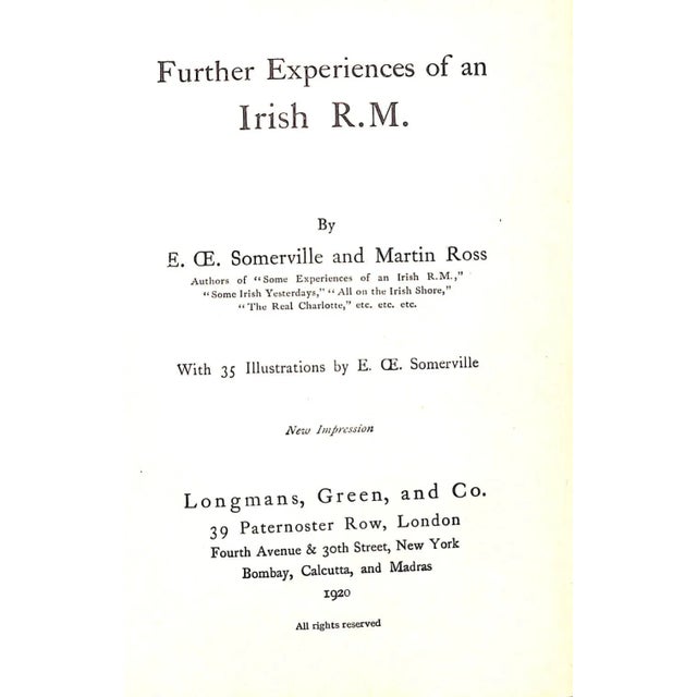 SOMMERVILLE, E. OE. and ROSS, Martin [315] pp. Longmans, Green, and Co. 1920 7 1/2" x 5 3/8" *FFEP removed*