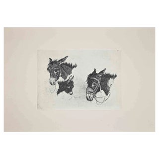 After Charles Coleman, The Donkey in the Roman Countryside, Original Etching, 1992 For Sale