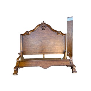 Century Furniture Company Monumental Spanish Style Walnut King Size Bed Frame - Vintage Late 20th Century For Sale