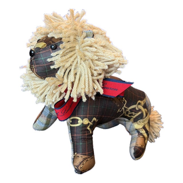 Ralph Lauren Tartan Vintage Silk Scarf Courageous Lion For Sale