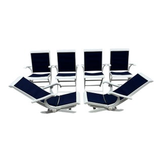 Triconfort Patio Dining Set Coastal Folding Arm Chairs For Sale