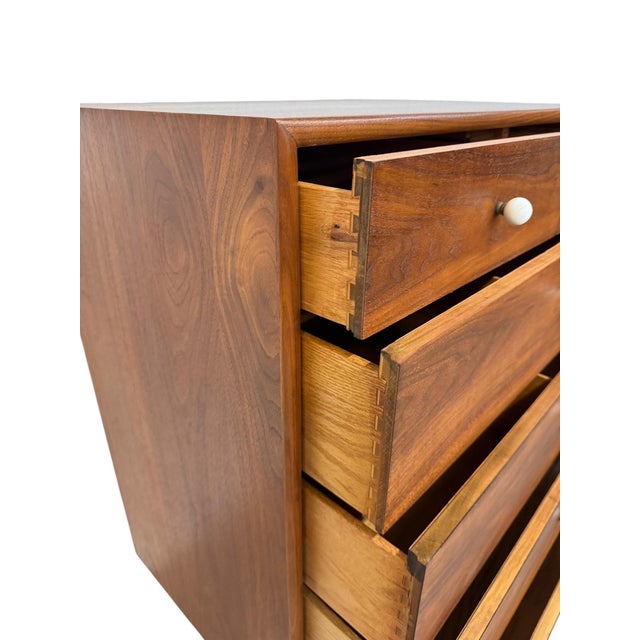 Brown Mid-Century Modern Drexel Declaration Walnut High Chest For Sale - Image 8 of 9