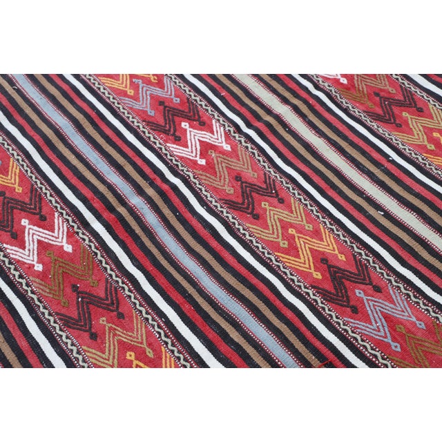 1970s 1970s Cabin Style Stripe Design Handmade Oushak Kilim Rug For Sale - Image 5 of 12
