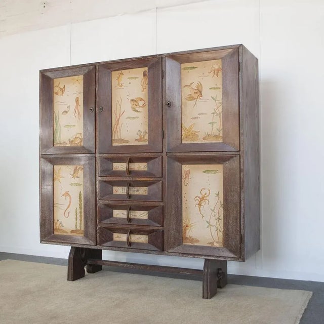 Cabinet in Beech Wood with Three Lockable Doors and Four Drawers attributed to Paolo Buffa, 1950s For Sale - Image 6 of 9