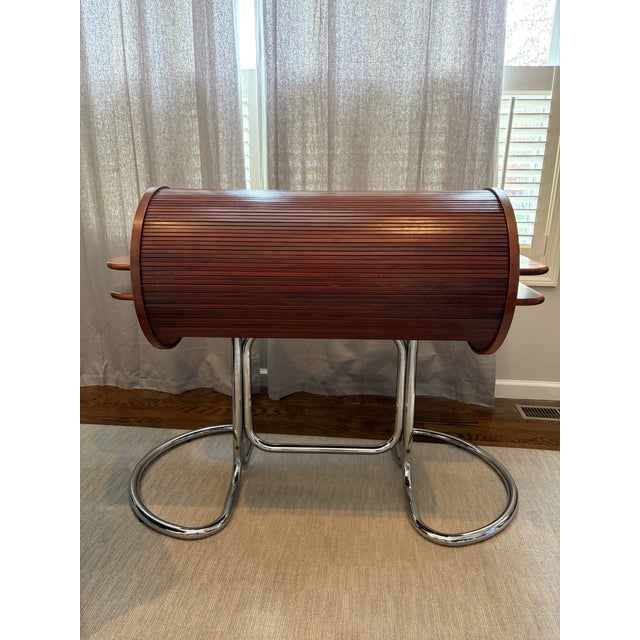 Mid-Century Modern “Maya” Roll Top Desk by Giotto Stoppino for Bernini For Sale - Image 3 of 12