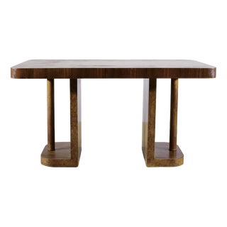 Art Deco Table in Elm Burl and Mahogany, 1930s For Sale