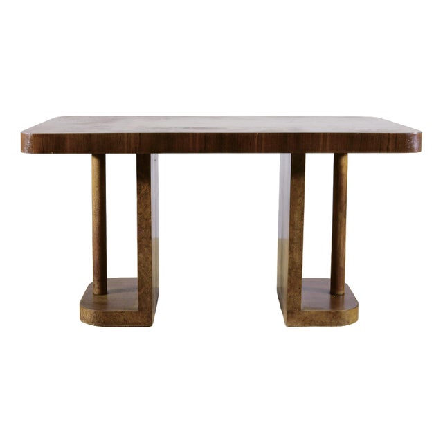 Art Deco Table in Elm Burl and Mahogany, 1930s For Sale
