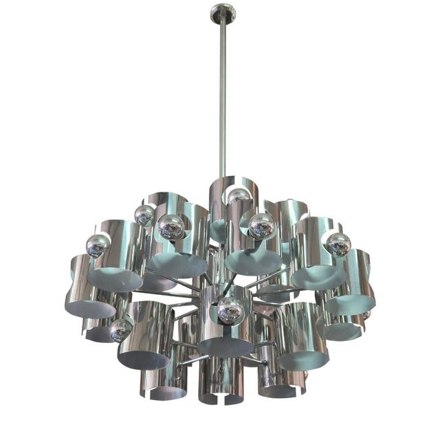 Space Age Chrome Chandelier attributed to Gaetano Sciolari, 1970s For Sale - Image 13 of 18