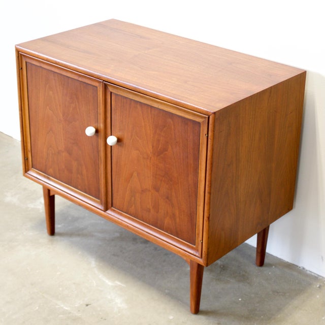 Brown Drexel "Declaration" Walnut Record Cabinet / Small Sideboard Designed by Stewart MacDougall & Kipp Stewart For Sale - Image 8 of 9