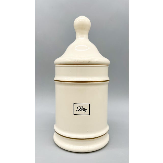 Vintage Painted Glass Apothecary Jar – Pro Dolore (“For Pain”) – Eli Lilly Pharmaceutical Display For Sale - Image 4 of 8