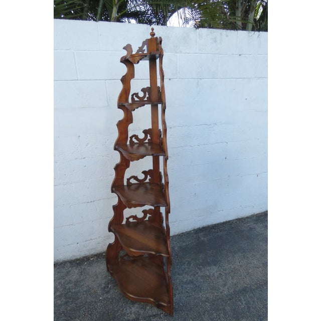 Early 20th Century Victorian Eastlake Carved Tall Corner Display Shelves Etagere 5802 For Sale - Image 5 of 12