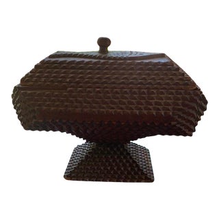1930s Tramp Art Carved Box For Sale