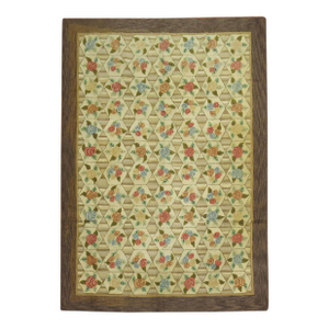 Rustic Color Floral Motif American Hooked Room Size Rug, Mid-20th Century