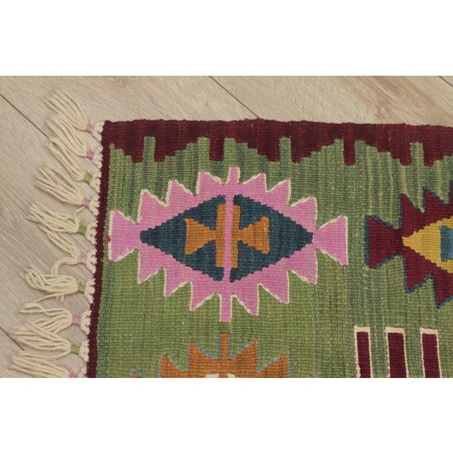 1970s Turkish Tribal Style Hand Knotted Oushak Kilim Rug For Sale In Sacramento - Image 6 of 13