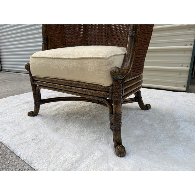 Vintage Maitland-Smith British Colonial Style Double Caned Faux-Tortoiseshell Wingback Chair For Sale - Image 15 of 18