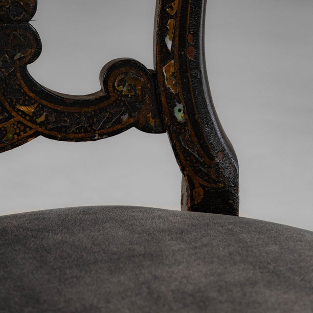 1860s French Louis XV Wooden Chair With Velvet Upholstered Seat For Sale - Image 10 of 18