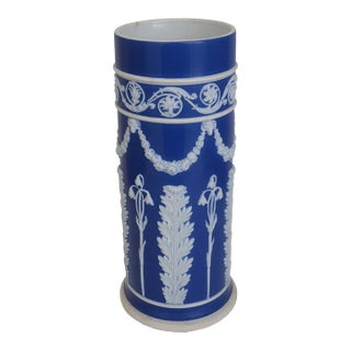 Wedgwood Cobalt Blue Jasperware Spill Vase For Sale