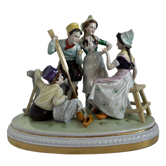 Antique German Four Children in Lively Conversation Porcelain Figurine For Sale - Image 10 of 18