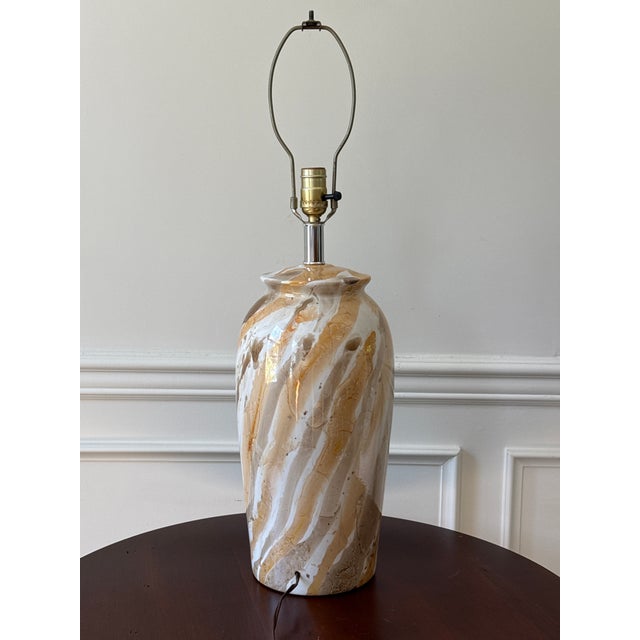 Mid -Century Modern Hand Painted Table Lamps - A Pair For Sale - Image 12 of 15