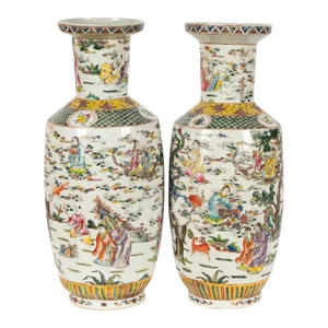 Pair of Chinese Famille Verte Vases, 1900's