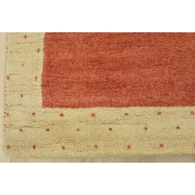 Gabbeh Runner 3’4” X 9’8” Red Wool Contemporary Hand-Knotted Oriental Rug For Sale - Image 10 of 13
