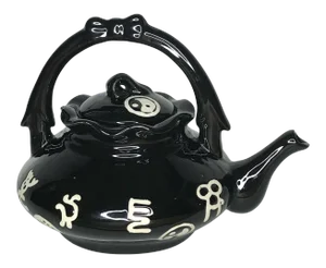 Antique Porcelain Yin Yang Ruffled Teapot