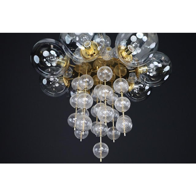 Czech Brass and Glass Chandeliers, 1960s, Set of 6 For Sale - Image 6 of 18