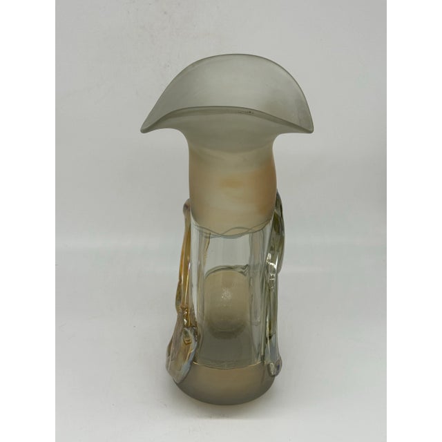 Copper Mid Century Modern Jon Studio Art Hand Blown Glass Vase - Etch Signed by Artist "Jon Art" For Sale - Image 8 of 12