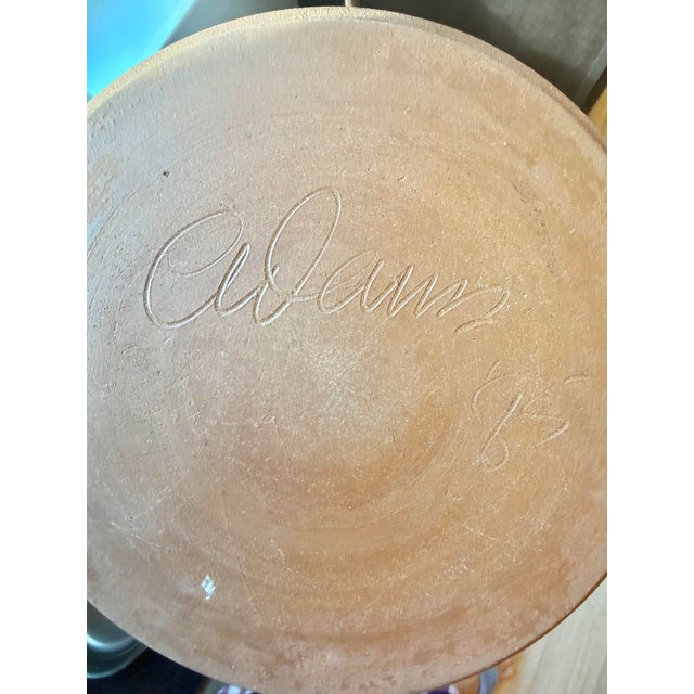 1980s Signed Studio Pottery Abstract Glazed Ceramic Plates – Set of 3 at 11” 7.5” 7.25” For Sale - Image 5 of 9