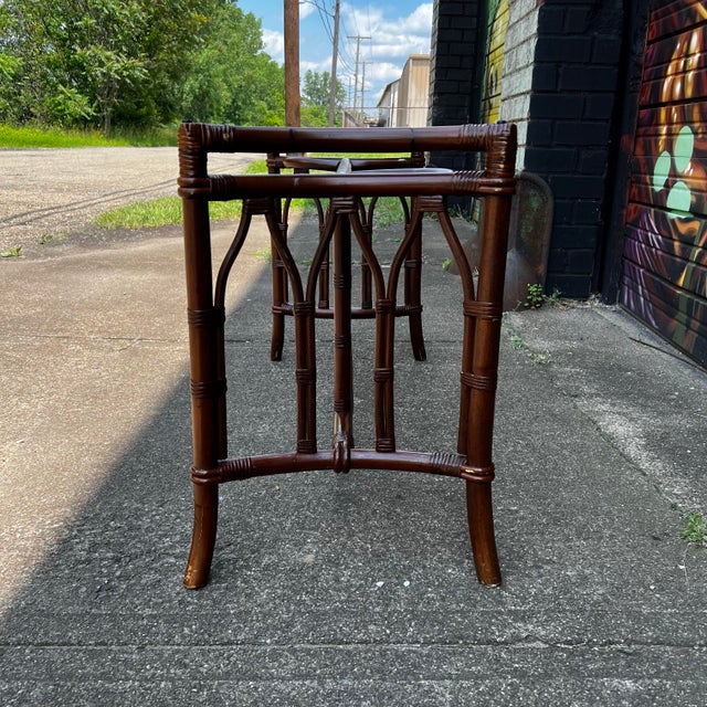 1970s Bamboo Rattan and Glass Console Table For Sale - Image 11 of 12
