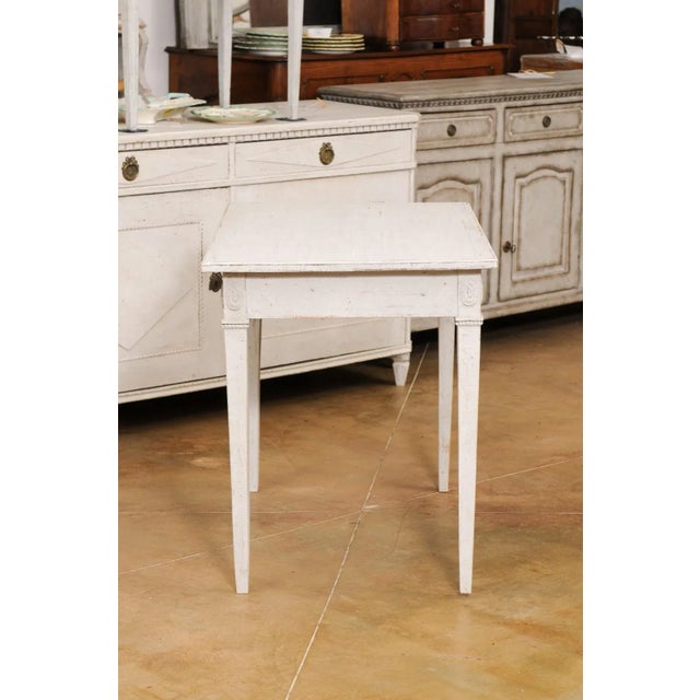 Swedish Gustavian Style 1880s Painted Wood Table with Carved Rosettes and Beads For Sale - Image 11 of 13