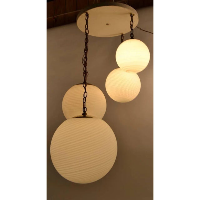 1960s Four-Globe, Cascading Form Cahndelier For Sale - Image 5 of 11