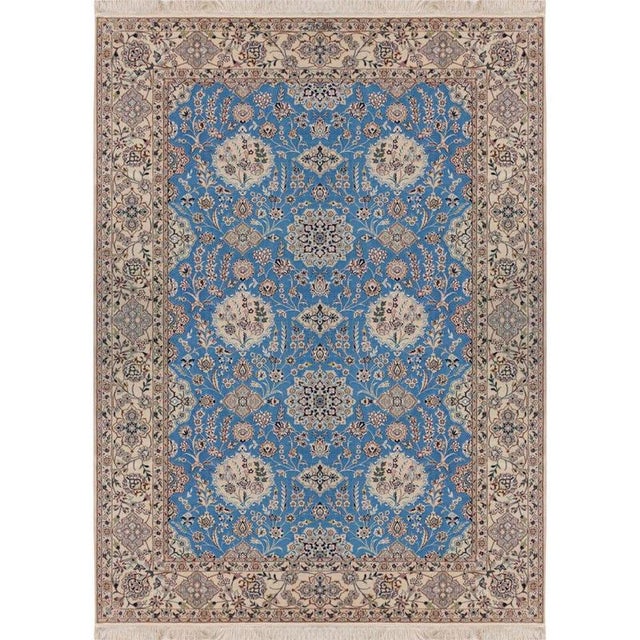 Hand-Knotted Wool and Silk Nain Rug For Sale - Image 5 of 5