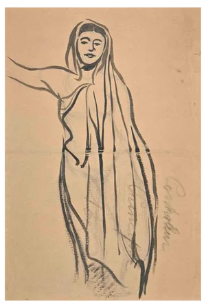 Jean Delpech, Woman, Original Watercolour, Mid-20th Century