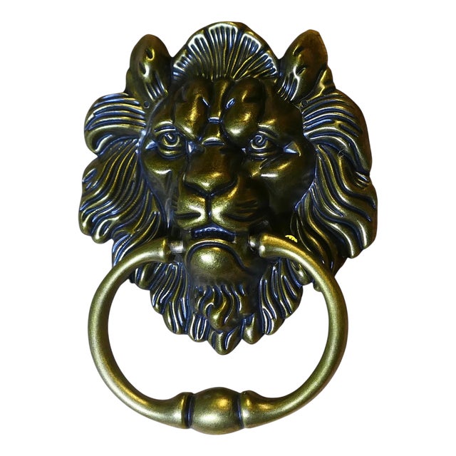 Gothic Lions Mask Brass Door Knocker, 1960 For Sale