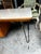 1970s Vintage Petite Wooden Desk With Iron Legs For Sale - Image 5 of 11
