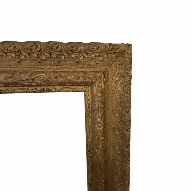 Antique Handmade Wood and Gesso Frame With Ornate Trailing Flowers Design For Sale - Image 4 of 12