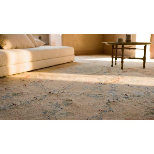 Luxurious Antique Floral Design on a Delicate White Background French Aubusson Rug For Sale - Image 15 of 15