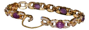 Gia Natural 25.14Cts vs F Diamond Unheated Star Ruby Solid 18k Gold Stacking Tennis Bracelet