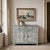 Layers of softly worn pale blue and gray paint give this late 18th century Swedish Gustavian buffet an extraordinary sense...