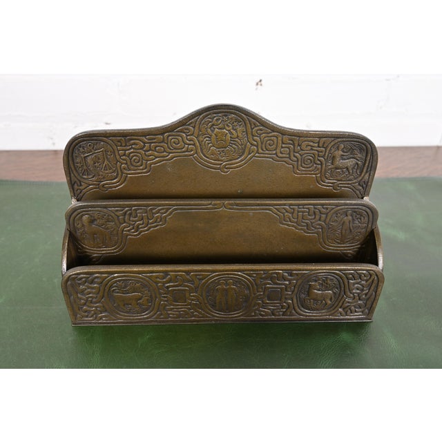 Tiffany Studios Tiffany Studios New York Zodiac Pattern Bronze Letter Rack For Sale - Image 4 of 12