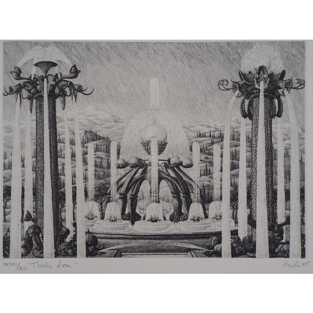 François Houtin, Water Theatre, 1985, Hand Signed Etching For Sale - Image 8 of 8