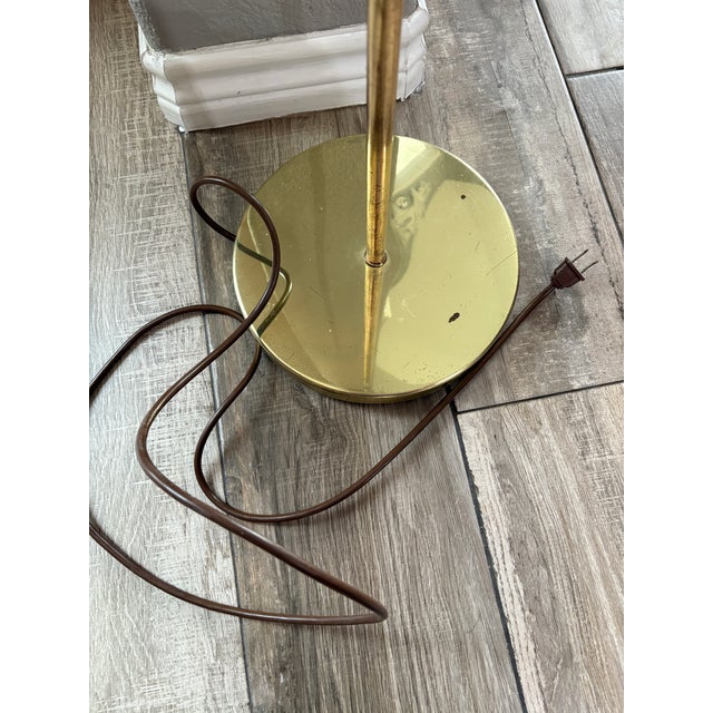 Brass 1970s Heavy Brass Adjustable Height Floor Lamp MCM “Pharmacy Lamp” For Sale - Image 8 of 12