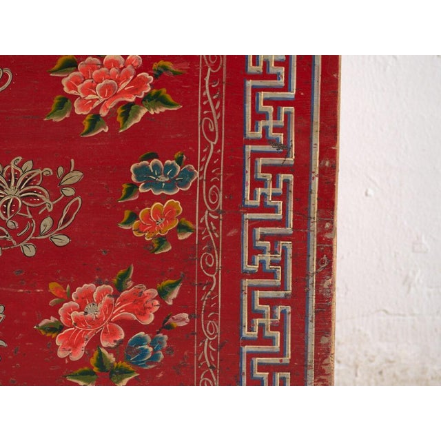 Red Antique Chinese Qing Dynasty Painted Dongbei Chest For Sale - Image 8 of 11