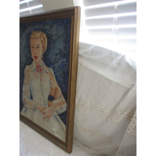 Textile Vintage Mid Century Signed L L Scoggins Portrait of Grace Kelly For Sale - Image 7 of 11