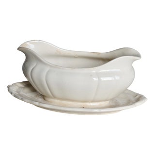Antique Ivory Earthenware Gravy Boat from Villeroy & Boch, 1970s For Sale