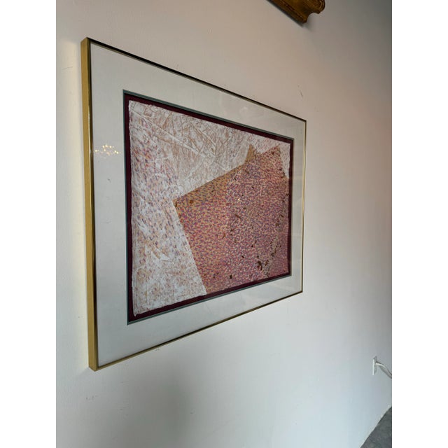 I'm pleased to offer for sale this tstunning Vintage expressionist abstract lithography and mixed media on paper painting...