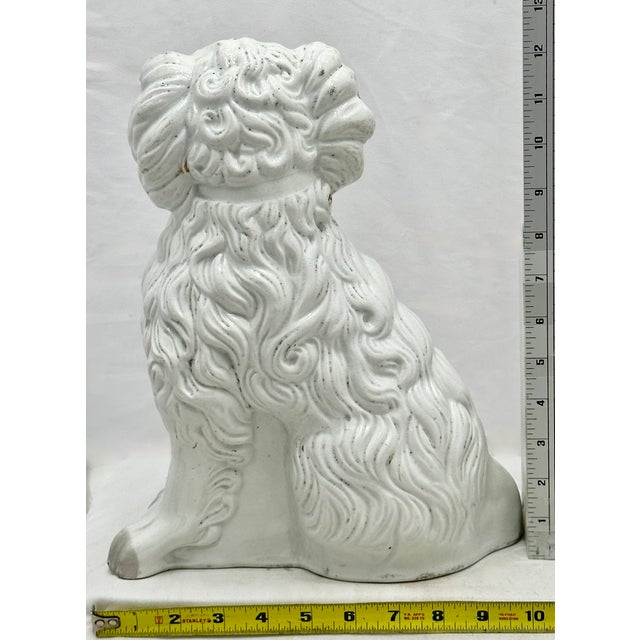 Rare & Unusual Large Antique English Staffordshire Pottery Dog With Blue Eyes - Irises Circa Mid 1800s For Sale - Image 18 of 18