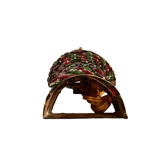 Mid 20th Century Sculptural Jewel-Toned Glass Sconce With Pearl Accents For Sale - Image 9 of 14